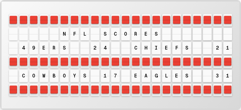 Live sports scores displayed on split-flap board