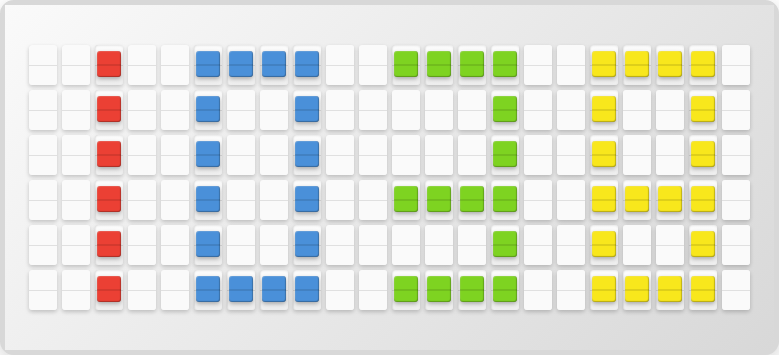 Pixel-art clock on split-flap board