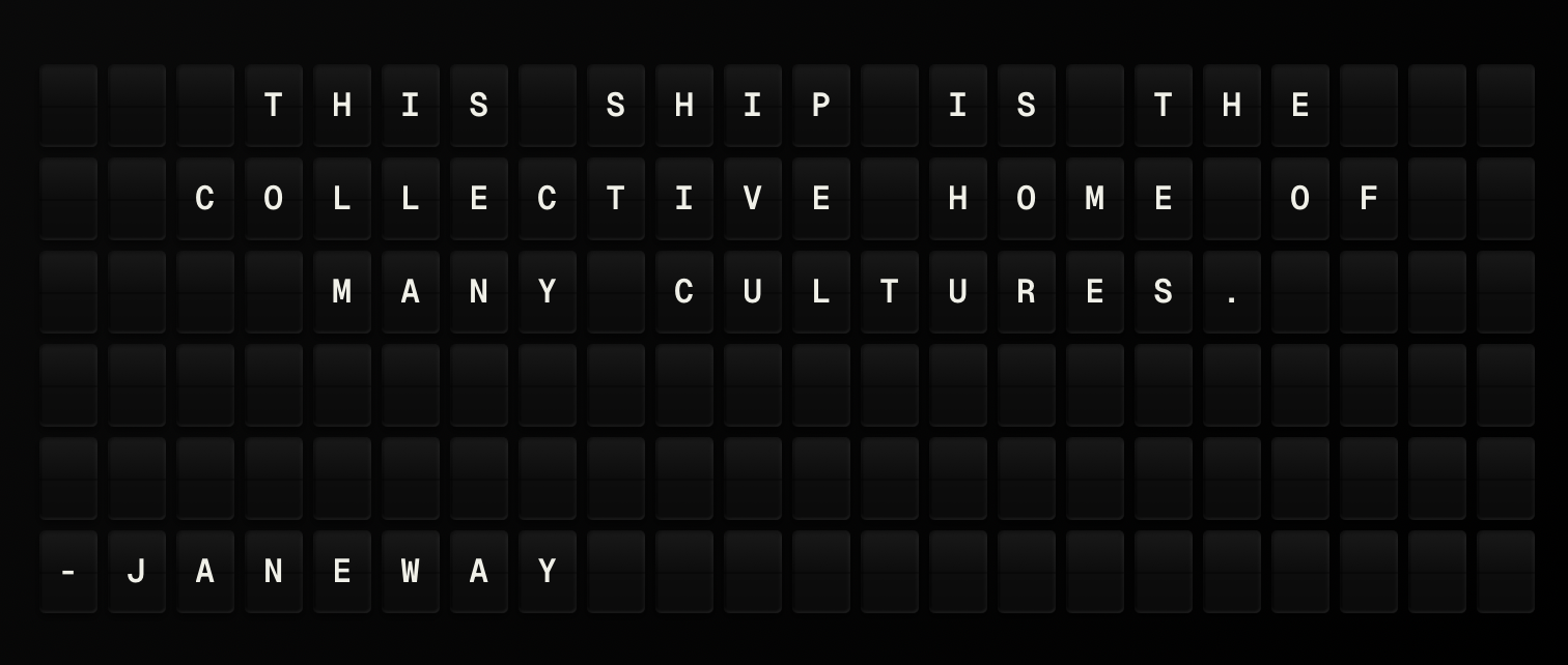 Star Trek quote displayed on split-flap board